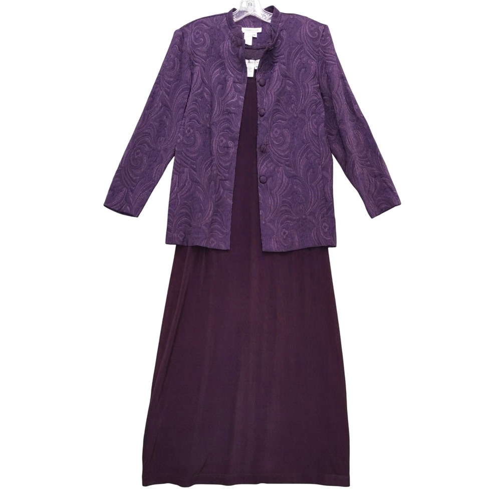 Coldwater Creek‎ Purple Dress Jacket Set Size 8P Slinky Travel Knit